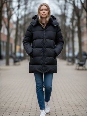 ARNE Black Jacket with Down Fill - Label Visible